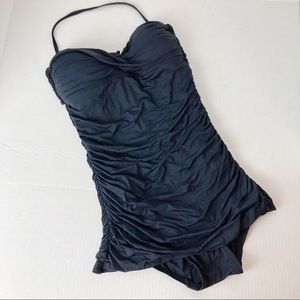 Carmen Marc Valvo Swimwear Ruched One Piece Halter